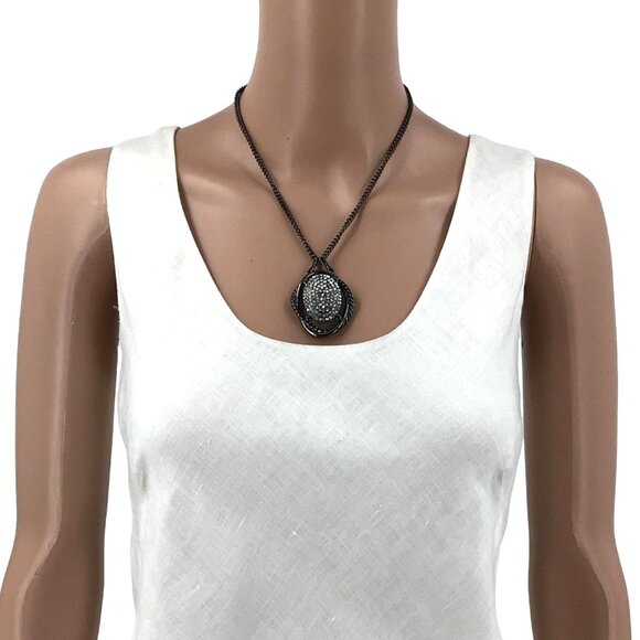 Pendant Necklace Dangle Earrings Set Rhinestone Center - Picture 3 of 4